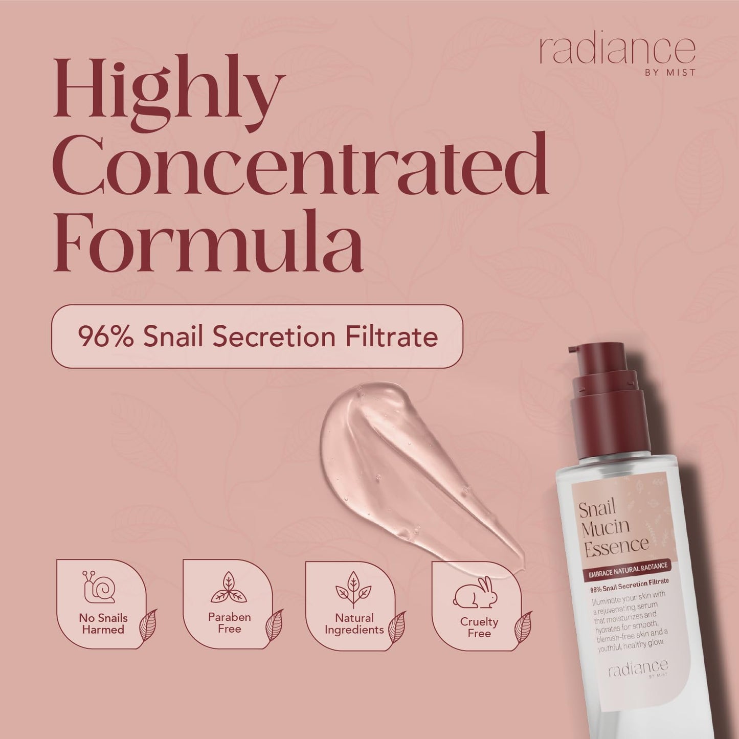 Radiance - Snail Mucin Serum with Advanced Snail 96% Mucin Power Essence, Korean Skin Care with Hydrating Hyalauronic Acid Korean Serum, 3.38 fl oz, 100ml