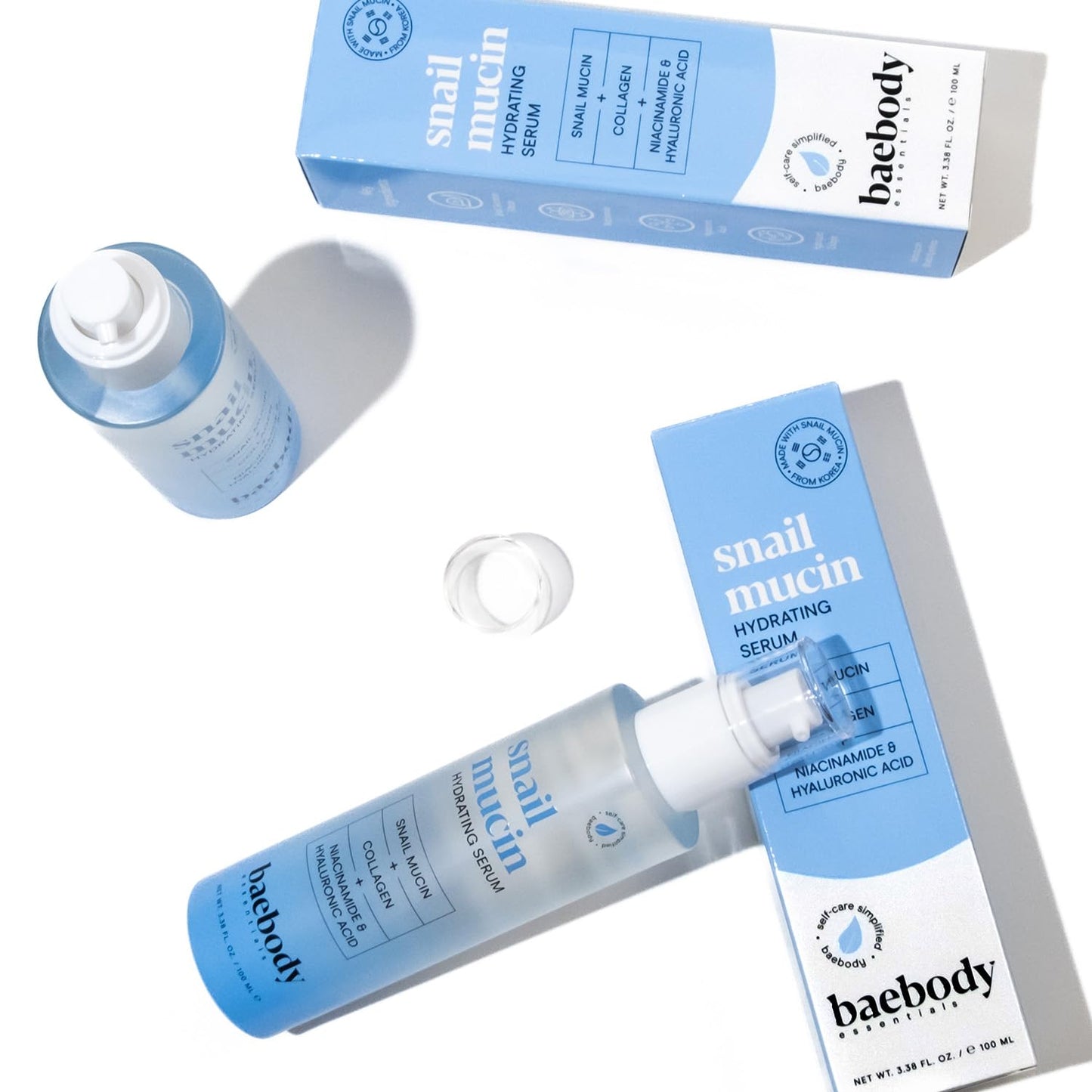 Baebody - Snail Mucin Serum Moisturizer 3.38 fl.oz 100ml, Hydrating Serum for Face with Collagen - Snail Mucin Moisturizer for Youthful Smooth Skin