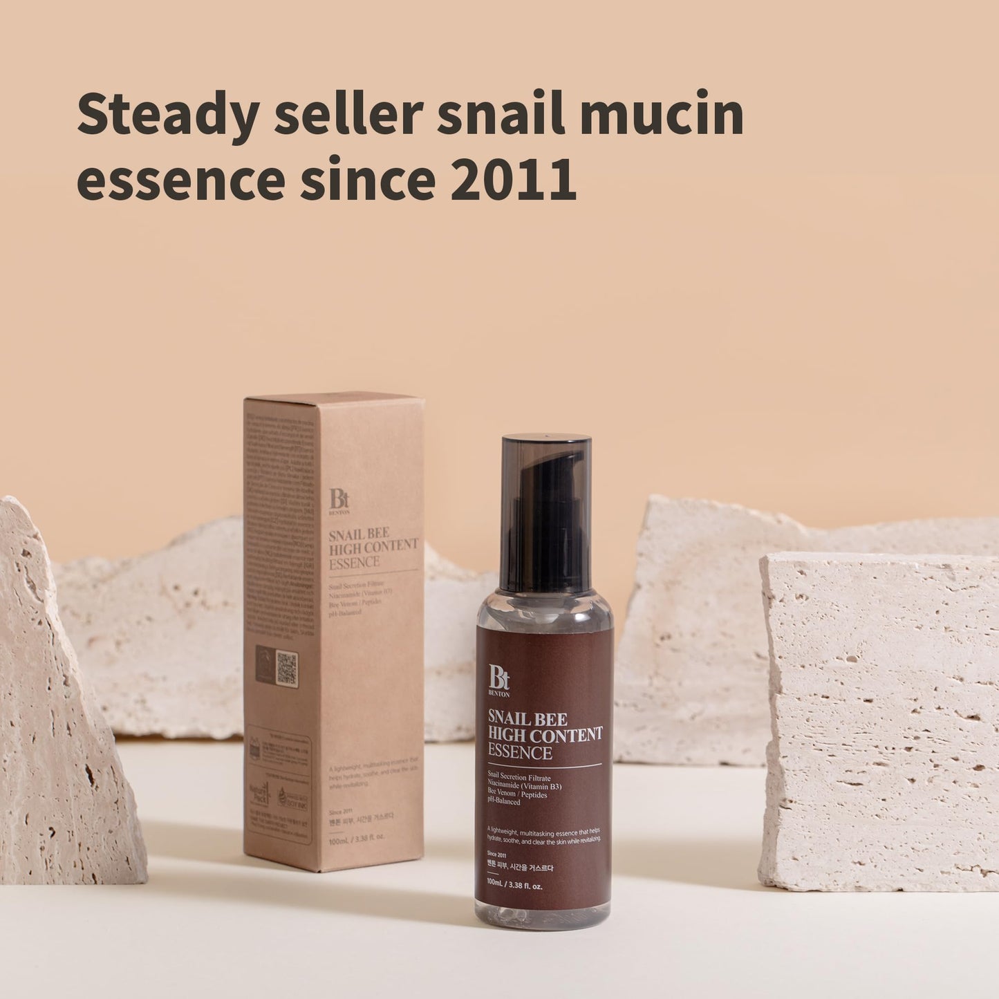 BENTON - Snail Bee High Content Essence 100ml (3.38 fl oz.) - Snail Mucin Essence with Niacinamide & Bee Venom | Korean Skin Care Face Moisturizer For Women & Men with Combination, Oily Skin