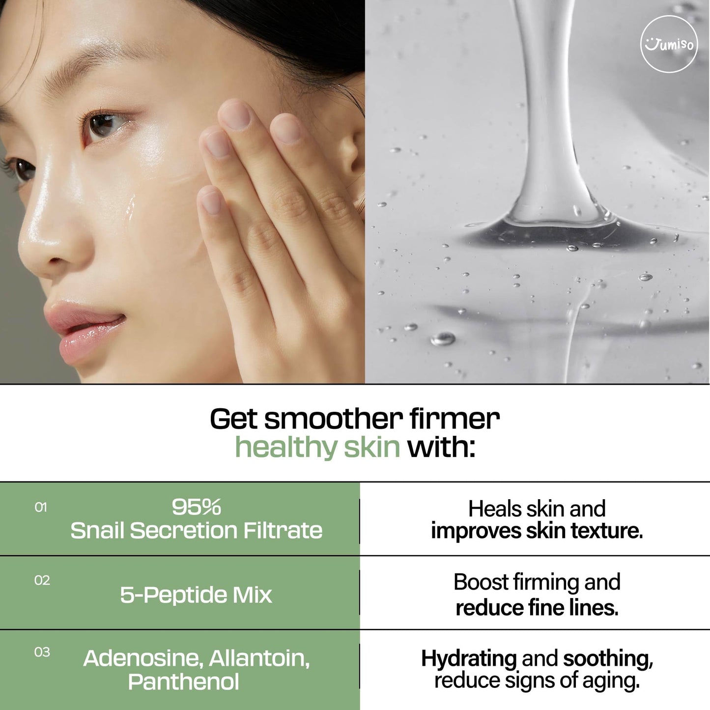 JUMISO - Snail Mucin 95% + Peptide Essence 4.73 fl.oz / 140ml | Hydrating Serum with Snail, Face Moisturizer for Dry Skin, Daily Deep Hydration, Korean Skincare