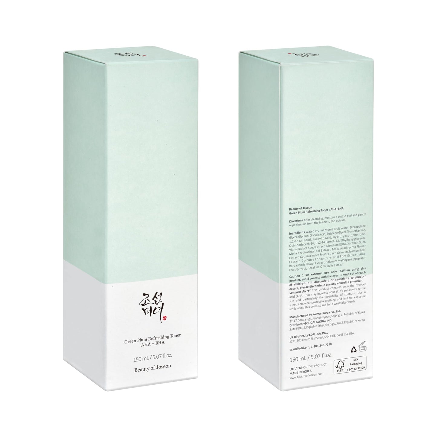 Beauty of Joseon - Green Plum AHA BHA Toner Refreshing Facial Essence Moisturizer Mild Exfoliating Salicylic Acid for All Skin Types, Korean Skin Care for Men Women 150ml 5.27 fl.oz
