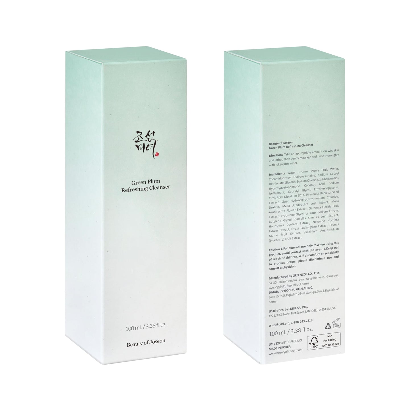 Beauty of Joseon - Green Plum Refreshing Cleanser Gel Type Deep Pore Cleansing, Acne Face Wash, Blackhead Remover for All Skin Types, Korean Skincare 100ml, 3.38 fl.oz