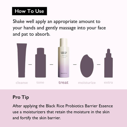haruharu wonder - Black Rice Probiotics Barrier Essence 1.01 fl. oz., Travel Size Essence Toner to Strengthen Skin Barrier with Ceramides, Fermented Ingredients, Soothing, Moisturizing, Plumping