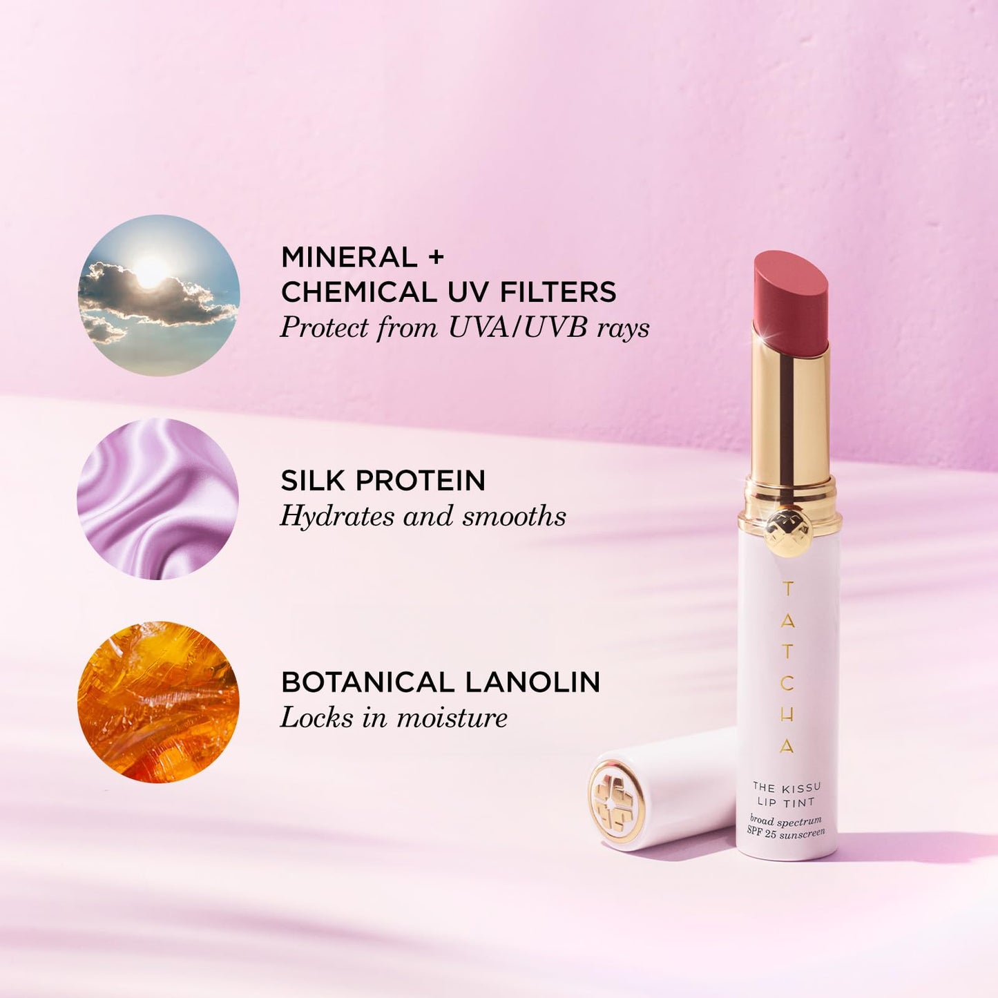 TATCHA - The Kissu Lip Tint SPF 25 - Midnight Lily | Hydrating Tinted Lip Sunscreen. 0.14 oz