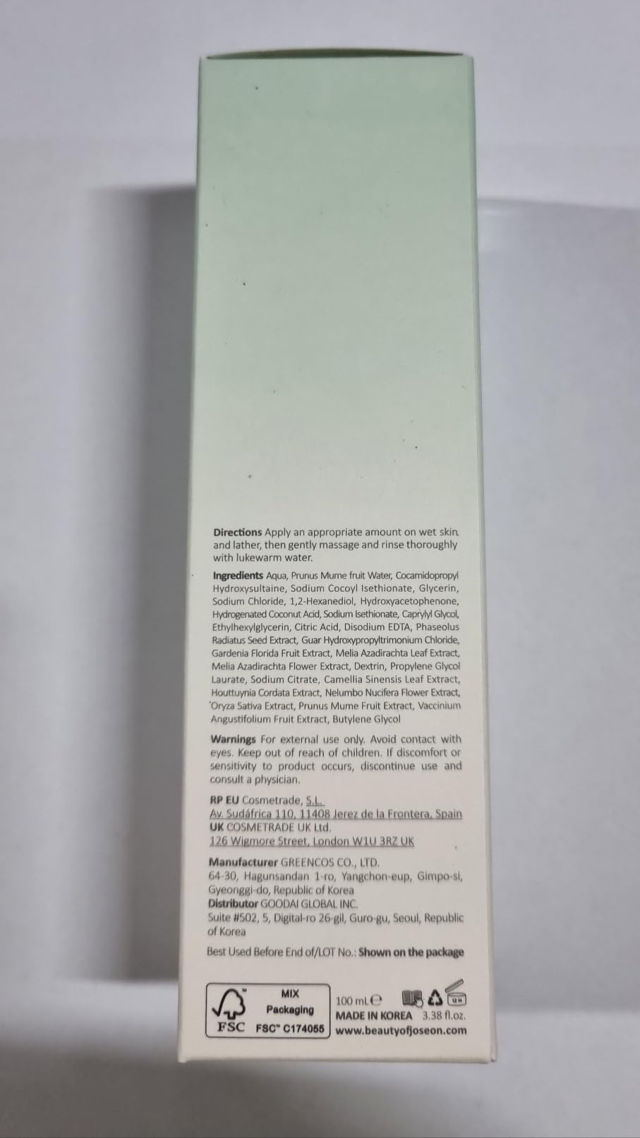 Beauty of Joseon - Green Plum Refreshing Cleanser Gel Type Deep Pore Cleansing, Acne Face Wash, Blackhead Remover for All Skin Types, Korean Skincare 100ml, 3.38 fl.oz