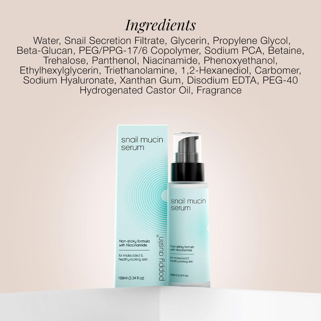 96% Snail Mucin Serum with Niacinamide, Snail Serum for Face, Hydrating Serum Snail Mucin Essence Face Serums for Anti Aging Serum (3.34 Fluid Ounces)