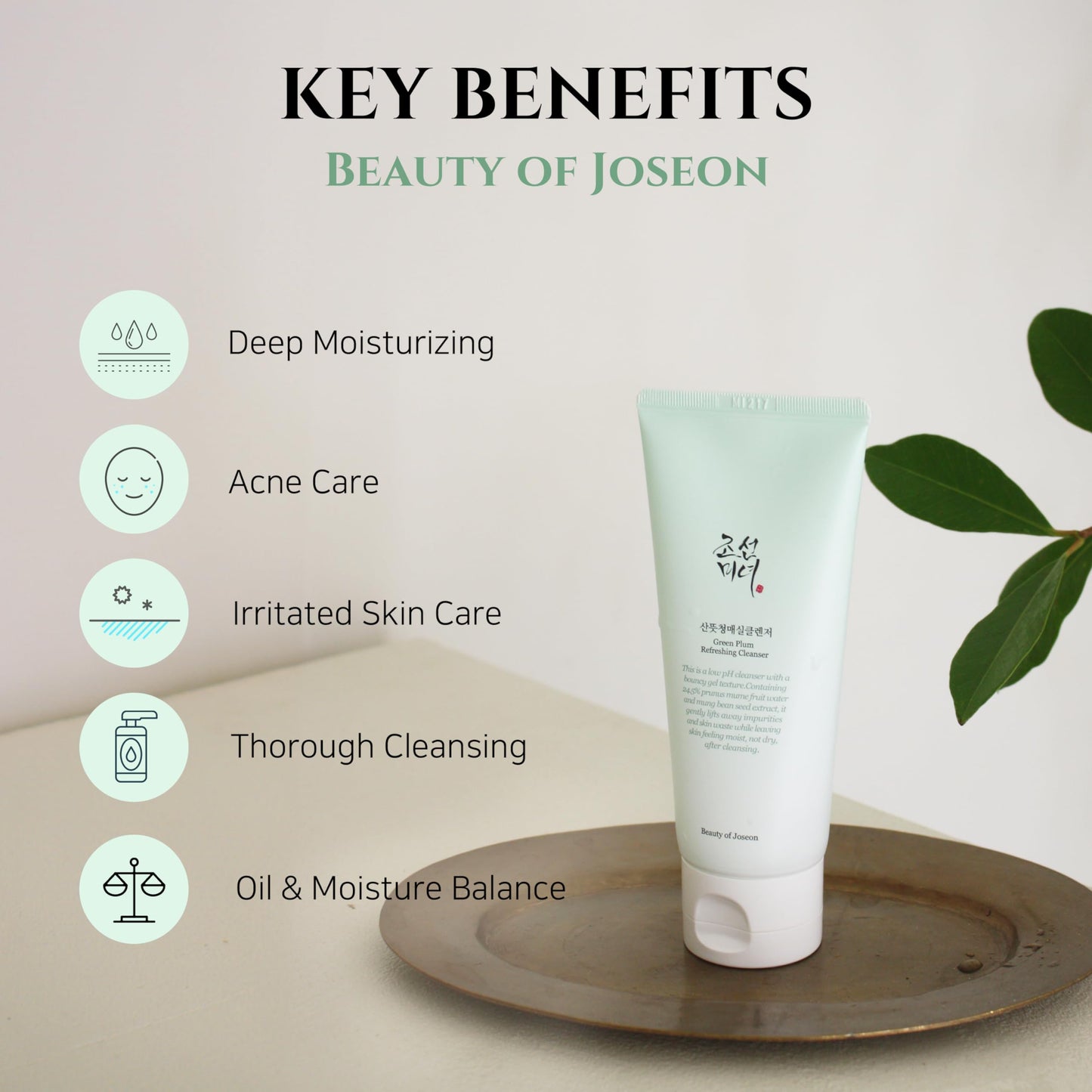 Beauty of Joseon - Green Plum Refreshing Cleanser Gel Type Deep Pore Cleansing, Acne Face Wash, Blackhead Remover for All Skin Types, Korean Skincare 100ml, 3.38 fl.oz