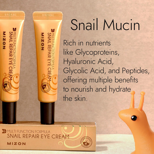 MIZON - Snail Line Snail Repair Eye Cream, natural treatment, wrinkle treatment, fine line, hydrating, healthy skin, Korean skincare (0.84 oz)