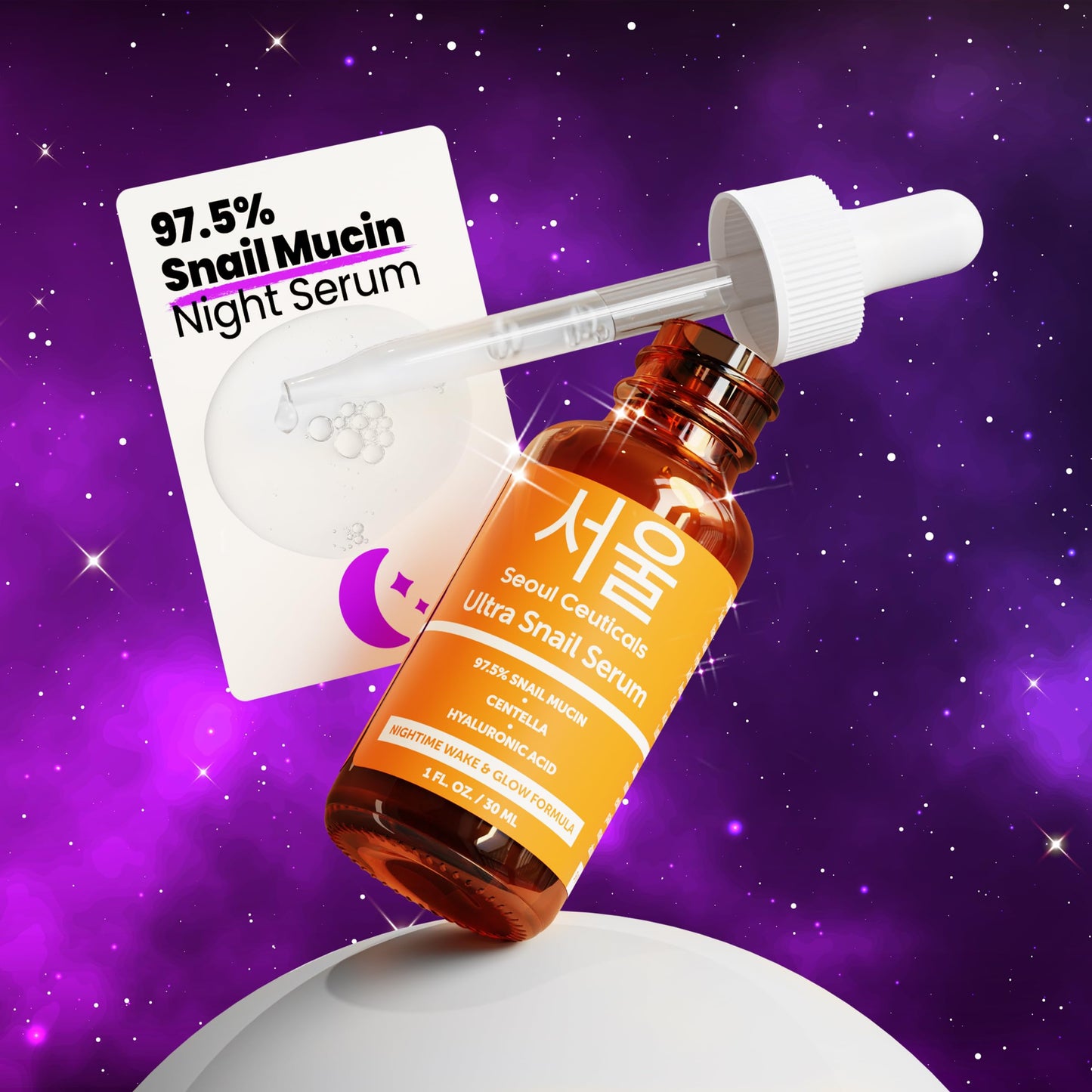 SeoulCeuticals - Korean Skin Care 97.5% Snail Mucin Serum – K Beauty Skincare Night Serum Hyaluronic Acid for Face - Centella Anti Wrinkle Serum 1oz
